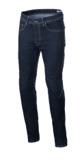 Alpinestars Radium V2 Denim Pants, Motorcycle Riding Jeans, Rinse Blue, regular tapered fit, classic five-pocket design, light contrast stitching, durable stretch Cordura denim construction.