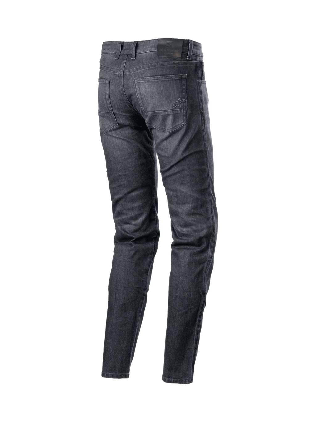 Alpinestars Sektor Standard Fit Jeans Byxor för man, svarta MC-jeans i stretchdenim med aramidförstärkning, vy bakifrån.