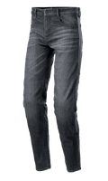 Alpinestars Sektor Regular Fit Denim-byxor, svartvättade motorcykeljeans, avslappnad avsmalnande passform, femficksdesign med bälteshällor, blekt denimtextur med förstärkta sömmar, mc-kläder för stadskörning