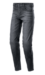 Alpinestars Sektor Regular Fit Denim-byxor, svartvättade motorcykeljeans, avslappnad avsmalnande passform, femficksdesign med bälteshällor, blekt denimtextur med förstärkta sömmar, mc-kläder för stadskörning
