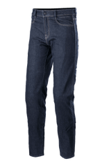 Alpinestars Sektor Regular Fit Denim Pants, mellanblå motorcykeljeans, tekniska mc-byxor med vita kontrastsömmar, femficksdesign, bälteshällor och avsmalnande ben i stretchdenim