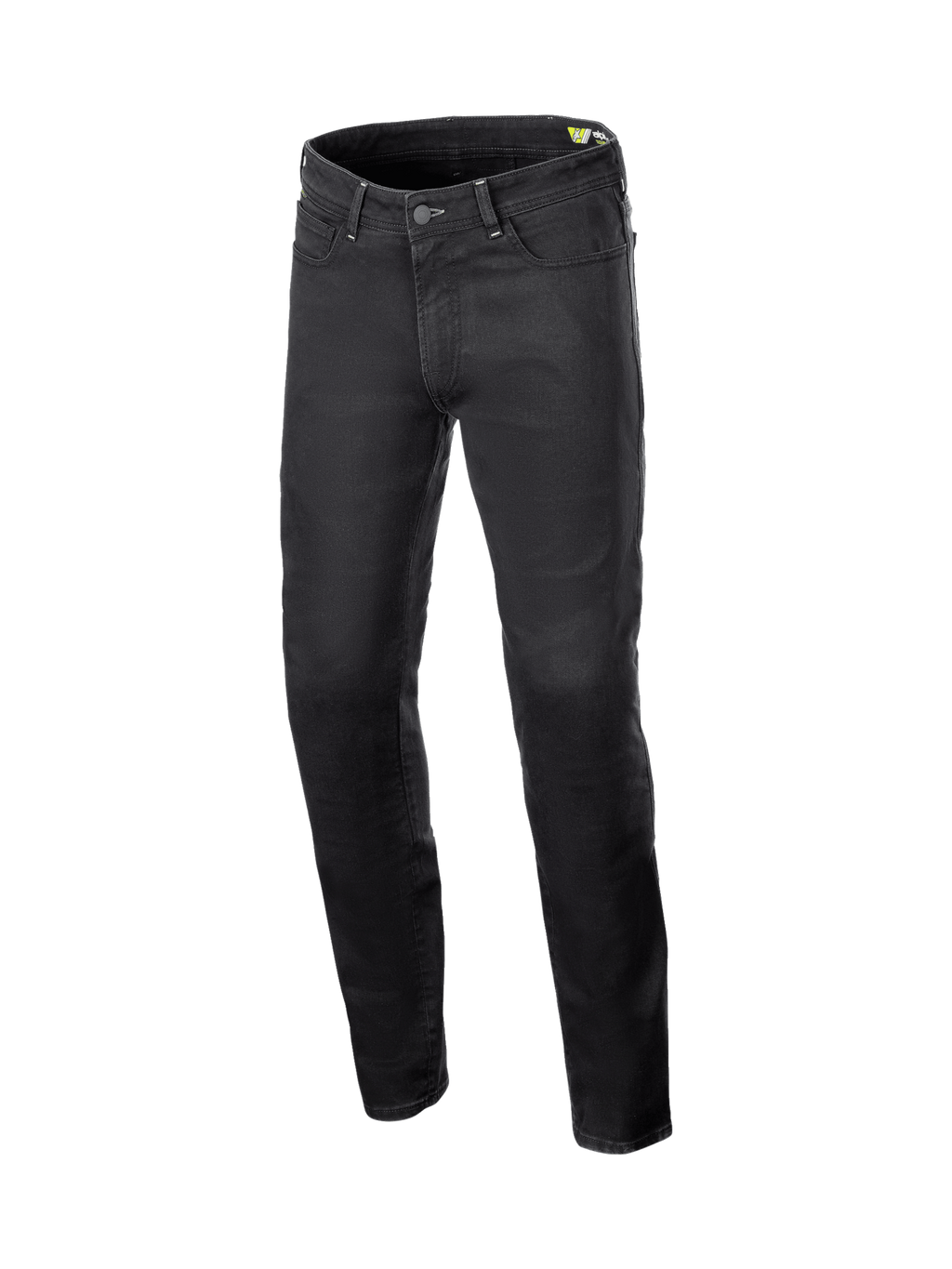 Alpinestars Copper V3 Jeans, svarta motorcykeljeans för herr i stretchig denim med aramidfiber.