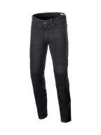 Alpinestars Copper V3 Jeans, svarta motorcykeljeans för herr i stretchig denim med aramidfiber.