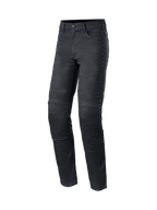 Alpinestars Cerium Tech Stretch MC-jeans, svarta urbana motorcykelbyxor i slim fit med CE-certifierade Nucleon Plus knäskydd.