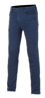 Alpinestars Cerium Tech Stretch Riding Denim, motorcykeljeans, Rinse Blue, slim fit, femficksdesign med knapp- och dragkedjestängning, bälteshällor, stretchmaterial för ökad körkomfort