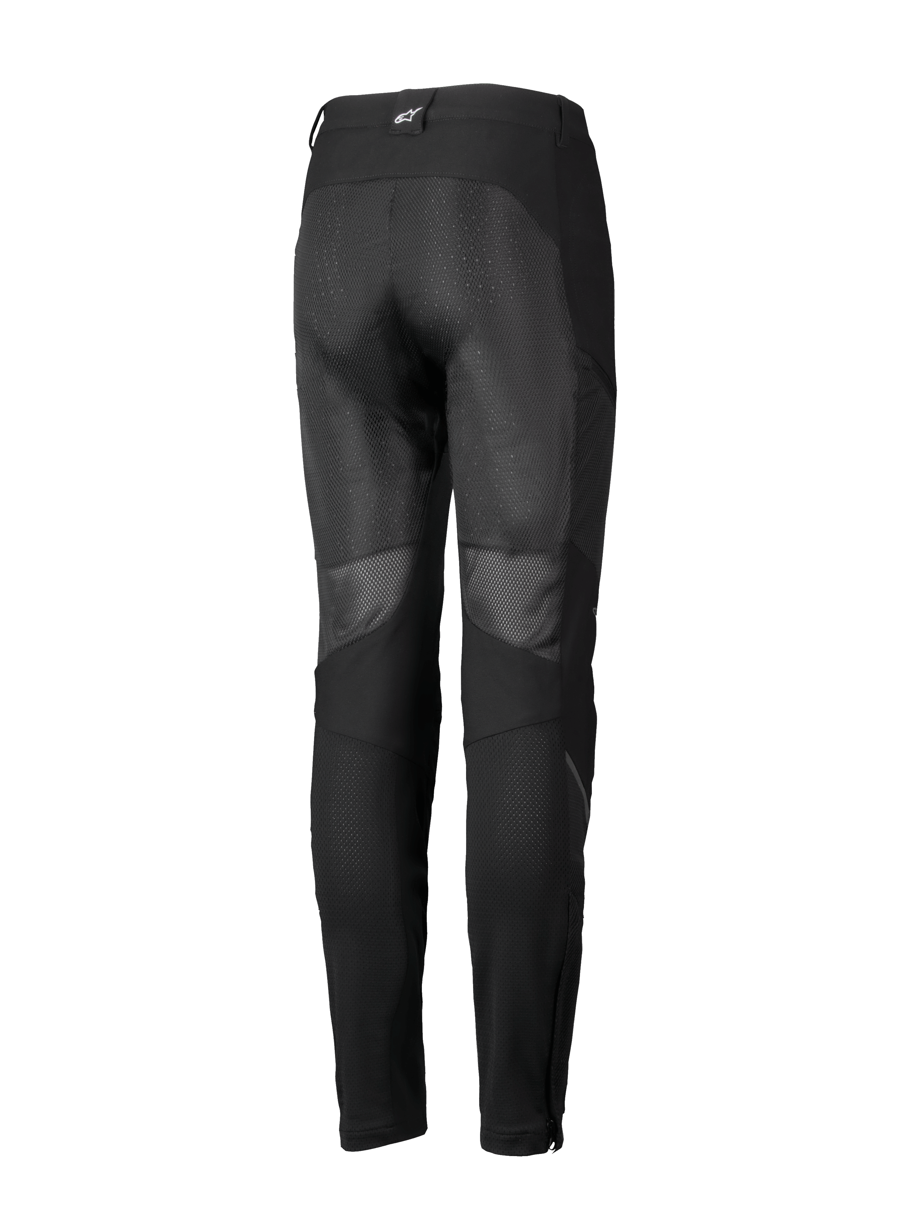 Alpinestars Stella Troop-Air Pants, Women's Motorcycle Riding Pants, Black, rear view featuring large mesh ventilation panels on the back of the legs, textile construction, and a small white logo on the rear belt loop.