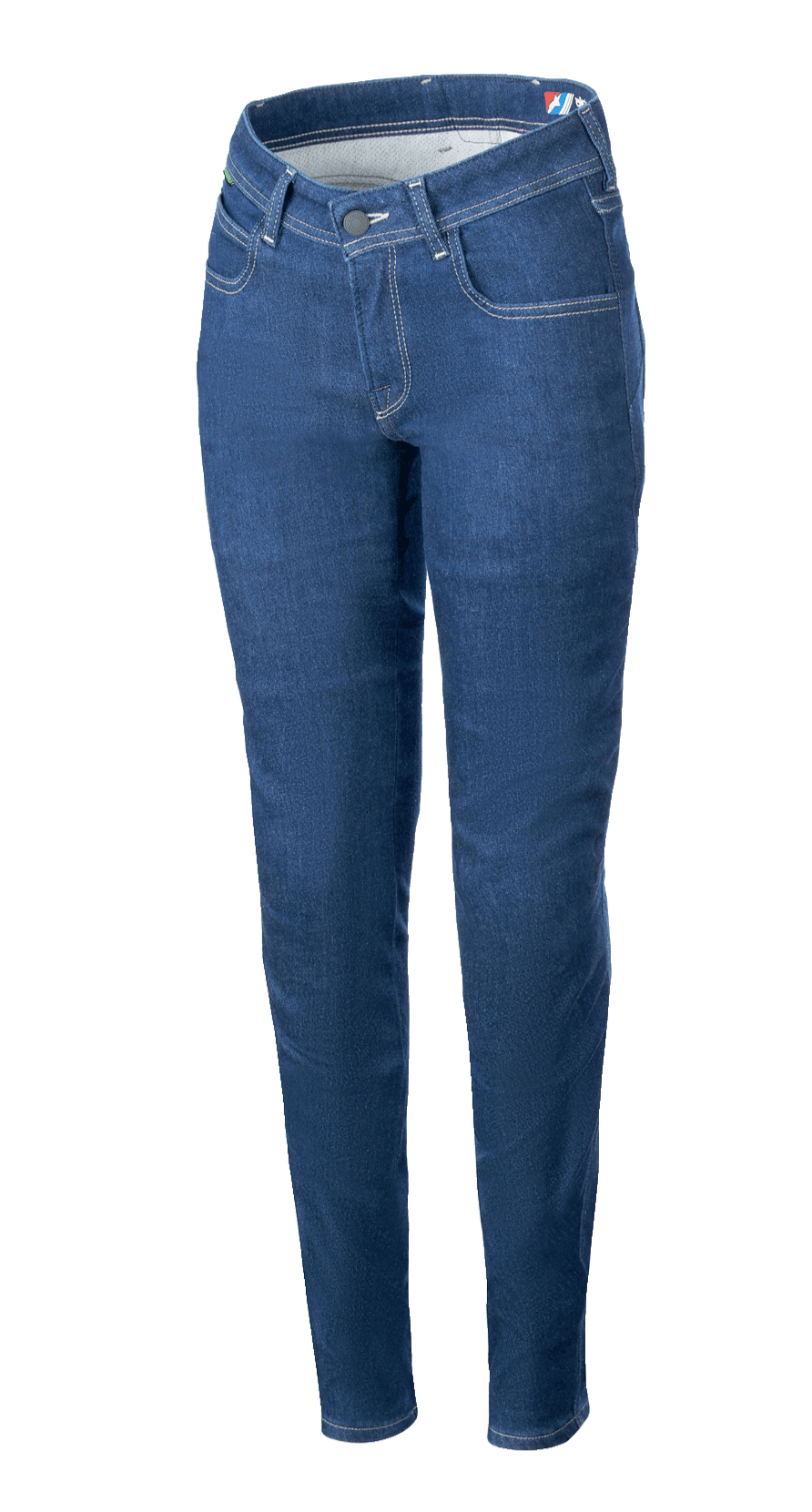 Alpinestars Daisy V3 Women's Riding Denim, Rinse Blue Motorcycle Jeans, Slim Fit, Classic Five-Pocket Design, Contrast Stitching, High-Waist Profile with Tapered Legs