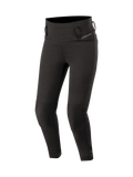 Alpinestars Banshee dam-leggings, svarta motorcykelbyxor i urban stil med CE-certifierade knäskydd och stretchpaneler för optimal passform och skydd.