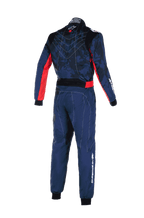 Alpinestars KMX-9 V3 Graphic 5 Suit, kartingdräkt, marinblå och röd, ryggvy som visar en kamouflagemönstrad övre del med röda sidodetaljer, vit Alpinestars-logotyp på ärm och ben, teknisk konstruktion för racingprestanda.