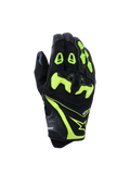Alpinestars SP-R Pro handskar, motorcykelracinghandskar, svart och neongul, med delat TPU-knogskydd, konstruktion i perforerat läder och textil, klara neonaccenter med Alpinestars-logotyp och sp-r pro-branding på manschetten