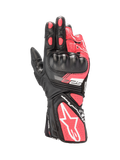 Alpinestars Stella SP-8 V3 handskar, dam-motorcykelhandskar i svart och rosa läder, hårt knogskydd och vita detaljer.