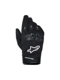 Alpinestars SP X Z vattentäta handskar, svarta motorcykelhandskar med vit stjärnlogotyp, texturerat SP X TPU-knogskydd med glansiga svarta segment, stilren streetdesign med förstärkta sömmar, vattentät konstruktion för körning i alla väder