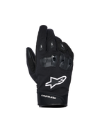 Alpinestars SP X Z vattentäta handskar, svarta motorcykelhandskar med vit stjärnlogotyp, texturerat SP X TPU-knogskydd med glansiga svarta segment, stilren streetdesign med förstärkta sömmar, vattentät konstruktion för körning i alla väder