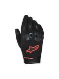 Alpinestars SP X Z vattentäta handskar, motorcykelhandskar, svarta och röd fluo, med delade TPU-knogskydd med ventilation, lysande röd fluo-logotyp på handryggen och slitstark textil- och läderkonstruktion för prestanda i alla väder.