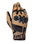 Alpinestars Belize V3 Drystar-handskar, äventyrsmotorcykelhandskar, Gobi Brown och svart, med injicerat SP-knogskydd, kort manschett, perforerade läderpaneler, orange detaljer och Alpinestars-branding på manschetten
