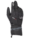 Alpinestars WT-3 Drystar Insulated Gloves, Black Motorcycle Touring Gloves, waterproof and insulated construction with molded knuckle protection, white star logo on the index finger, and mid-length cuff with Alpinestars branding.