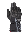 Alpinestars WT-4 Gore-Tex Insulated Glove, svart motorcykelhandske, hårt knogskydd, konstruktion i läder och textil, vattentät GORE-TEX-teknik, silverfärgad Alpinestars-logotyp och text på manschetten, röd detalj vid handleden, vinterhandske för mc-körning
