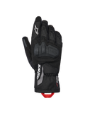 Alpinestars XT-3 Drystar® Insulated Gloves, Motorcycle Adventure Gloves, Black with white branding and red pull loop, featuring integrated knuckle protection, textile and suede construction, mid-length cuff.
