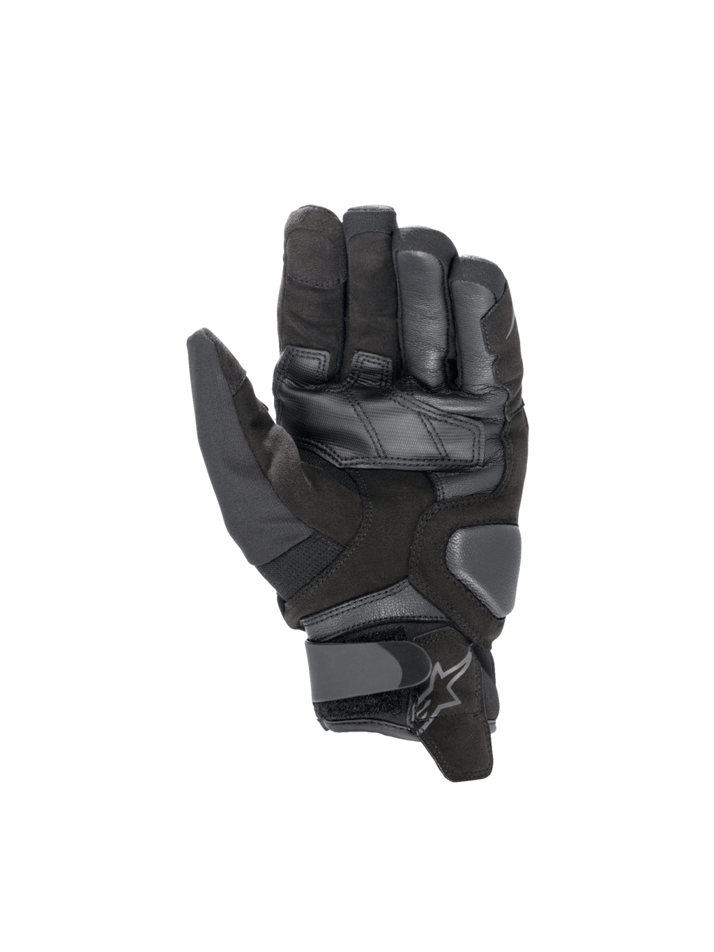 Alpinestars SMX-1 Drystar® handskar, svarta vattentäta motorcykelhandskar för herr, förstärkt handflata i läder och mocka, kort manschett, CE-certifierade för vägkörning.
