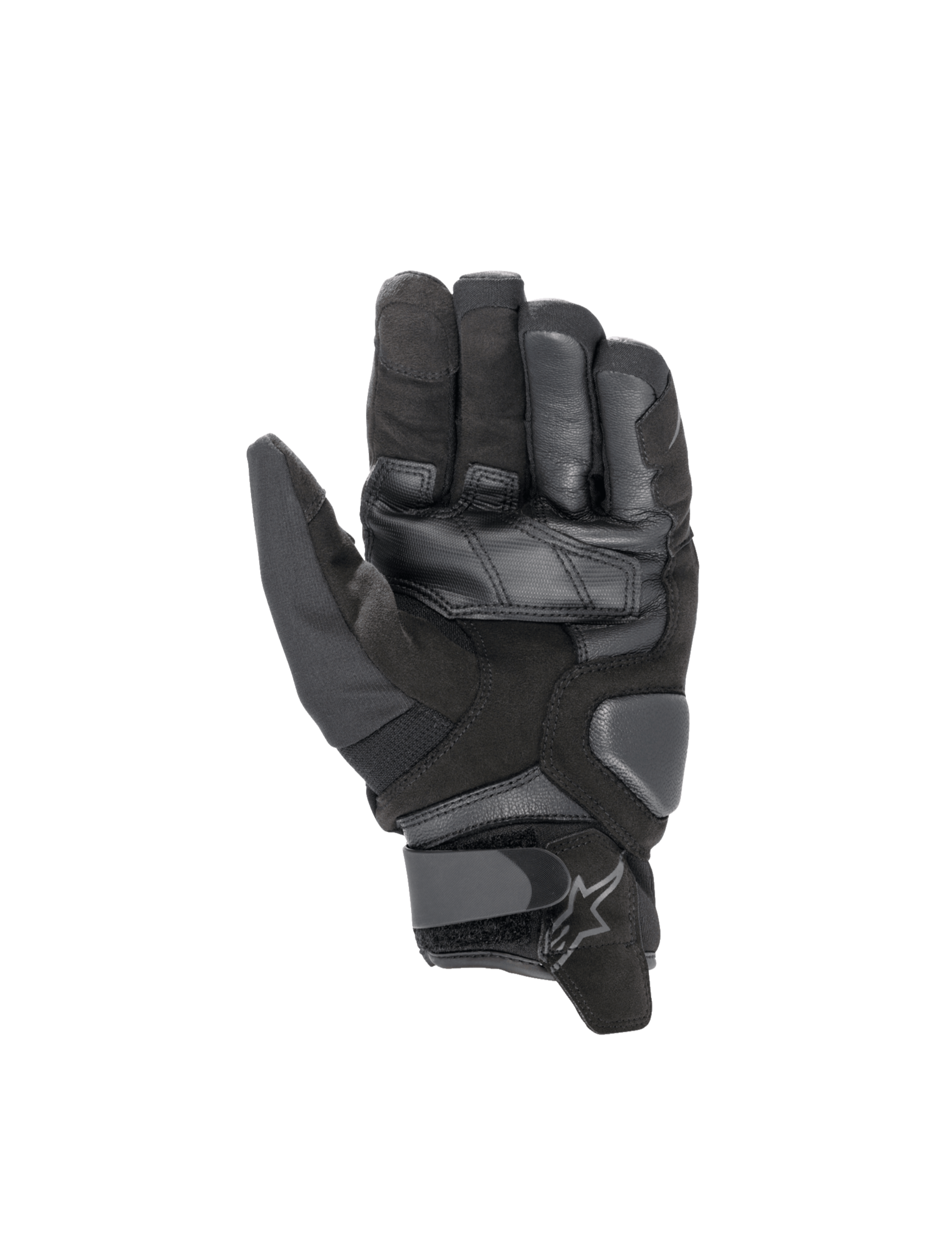 Alpinestars SMX-1 Drystar® handskar, svarta vattentäta motorcykelhandskar för herr, förstärkt handflata i läder och mocka, kort manschett, CE-certifierade för vägkörning.
