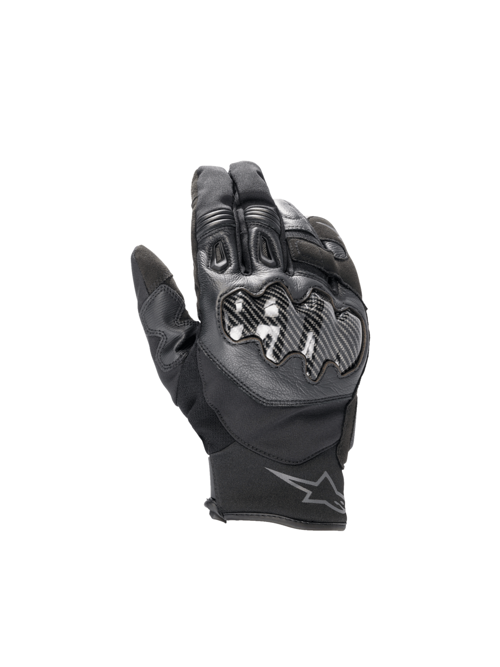 Alpinestars SMX-1 Drystar handskar, svarta vattentäta motorcykelhandskar för herr med knogskydd i kolfiber och kort manschett.