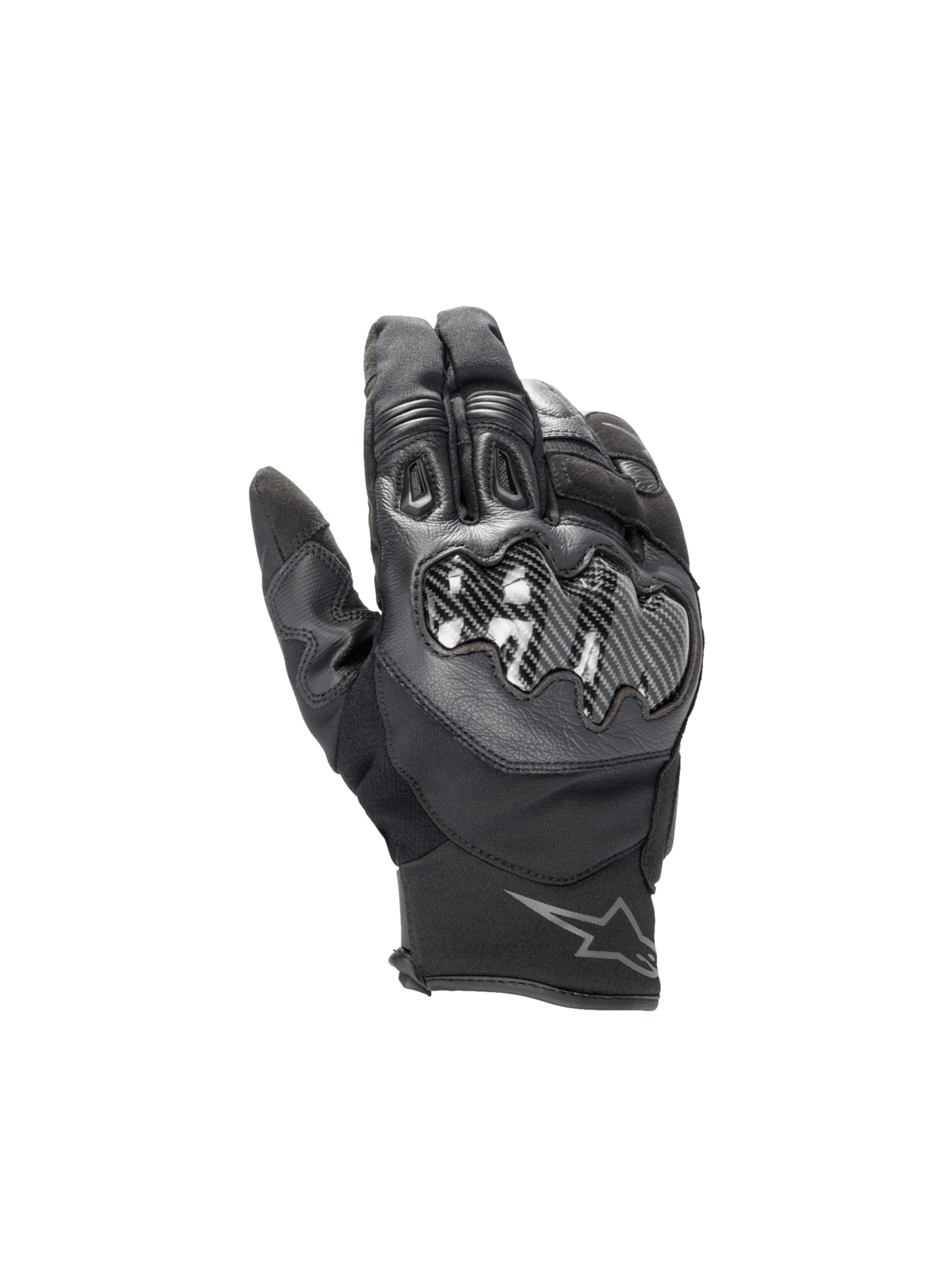Alpinestars SMX-1 Drystar handskar, svarta vattentäta motorcykelhandskar för herr med knogskydd i kolfiber och kort manschett.