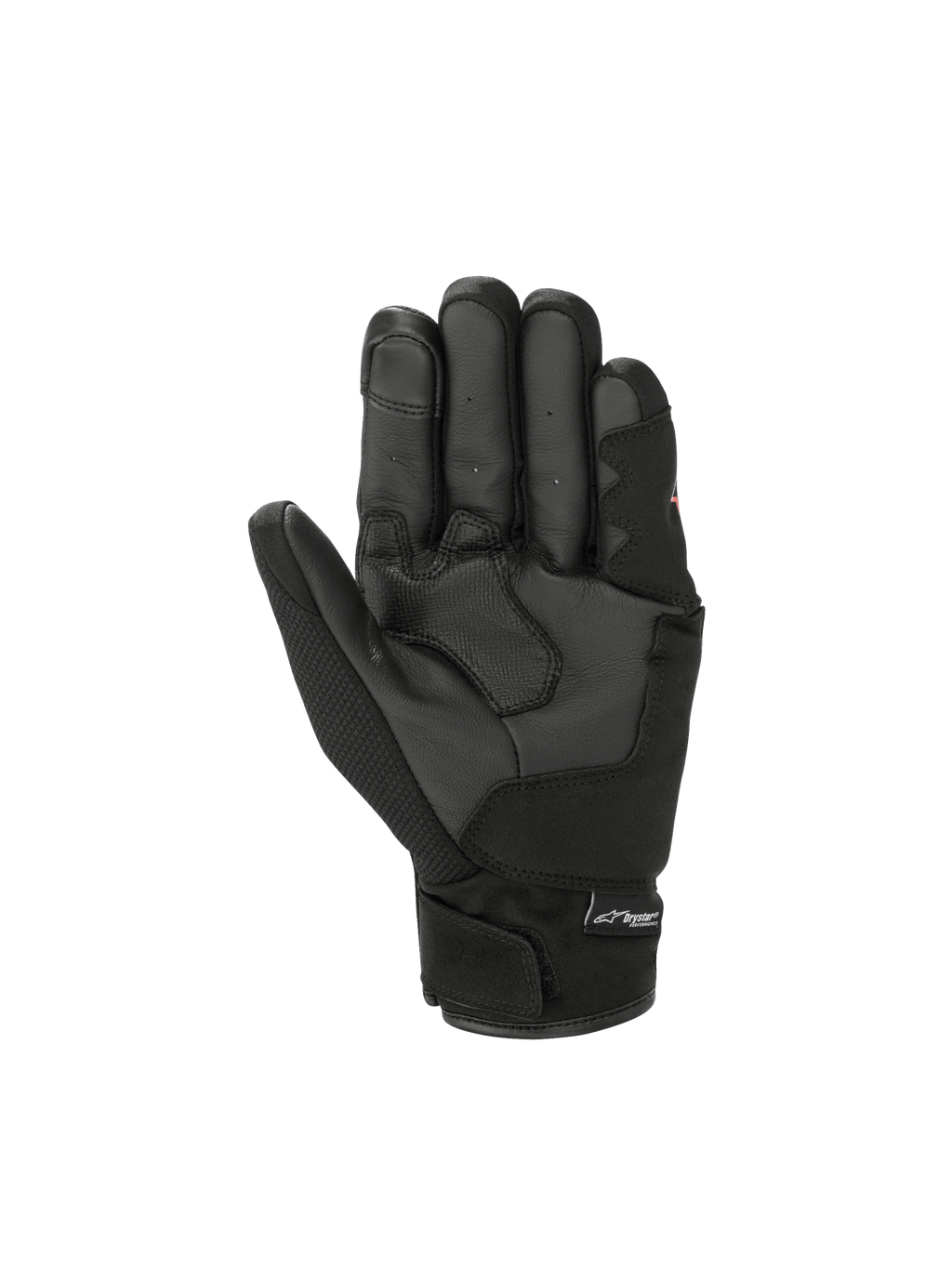 Alpinestars S-Max Drystar handskar, svarta vattentäta MC-handskar för herrar, läderhandflata och kort manschett, sportig design med CE-certifierat skydd.