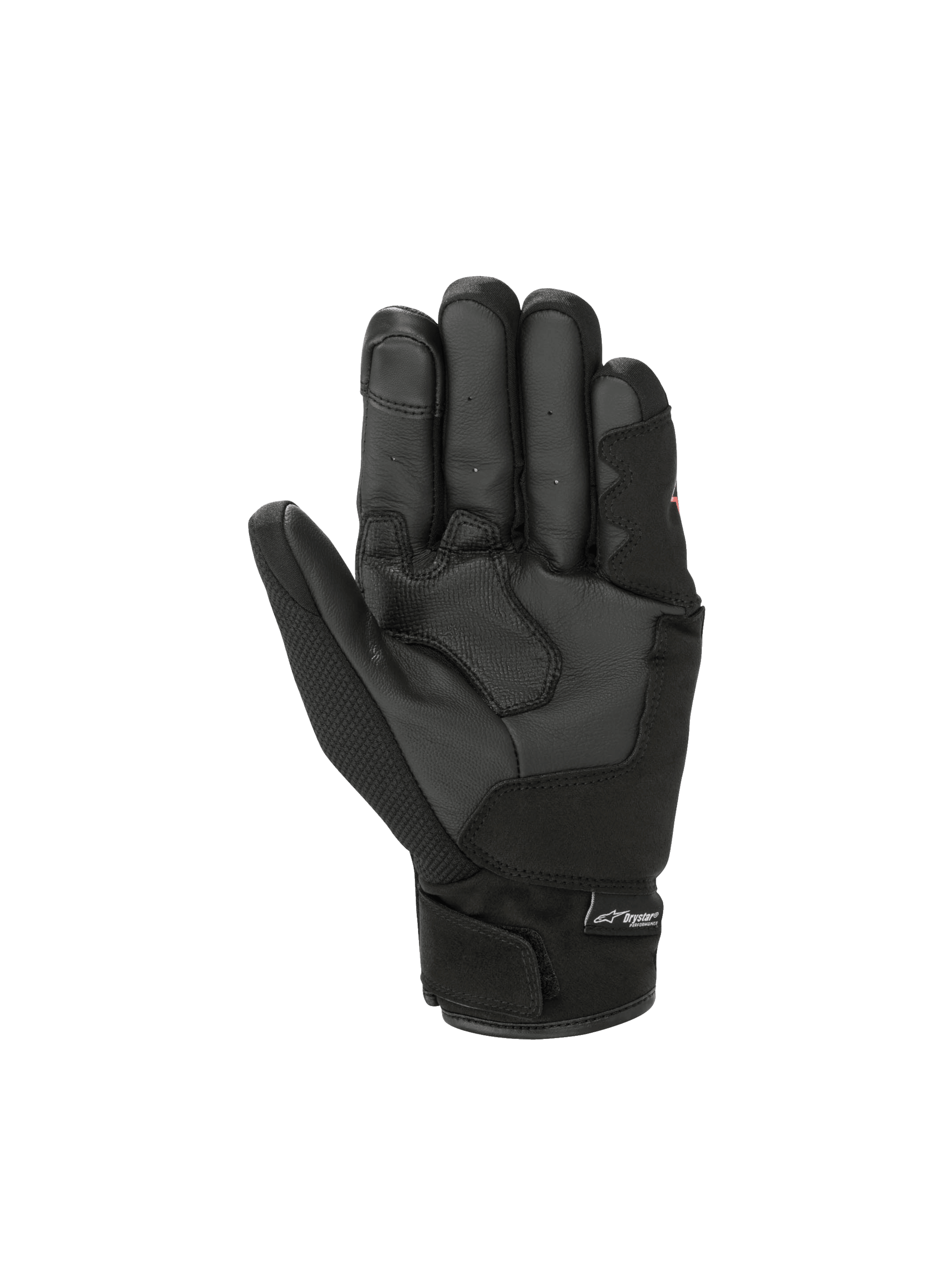 Alpinestars S-Max Drystar handskar, svarta vattentäta MC-handskar för herrar, läderhandflata och kort manschett, sportig design med CE-certifierat skydd.