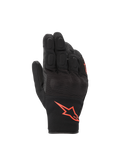 Alpinestars S-Max Drystar handskar, svarta och fluorescerande röda vattentäta MC-handskar med knogskydd för roadkörning.