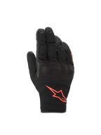 Alpinestars S-Max Drystar handskar, svarta och fluorescerande röda vattentäta MC-handskar med knogskydd för roadkörning.
