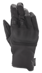 Alpinestars Syncro V2 Drystar® Gloves, Black Motorcycle Gloves, featuring integrated knuckle protection and stretch ribbing on fingers, synthetic suede and textile construction, waterproof urban commuting gear with Alpinestars logo and Drystar tag