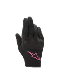 Alpinestars Stella S-Max Drystar damhandskar, vattentäta motorcykelhandskar, svarta och fuchsia, med dolt hårt knogskydd och rosa Astars-logotyp på ovansidan