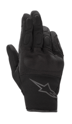 Alpinestars S-Max damhandskar, motorcykelhandskar, svart antracit, design med kort manschett i läder och stretchmesh, med hårt knogskydd och grå Alpinestars-logotyp på handleden, vattentät skyddsutrustning för vägkörning