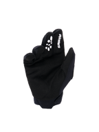 Alpinestars Youth & Kids Full Bore V2-handskar, motocrosshandskar, svarta och vita, vy av handflatan som visar material i syntetmocka, vit Alpinestars-logotyp och silikontryckt grepp på pekfingret, hållbar racingutrustning för terrängkörning