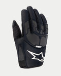 Alpinestars Youth 2024 Thermo Shielder-handskar, svarta motocrosshandskar, baksida som visar neoprenkonstruktion, grå laserlaminerade skyddsmönster, vit Alpinestars-logotyp och ASTARS-varumärke, isolerade för offroad-körning i svalt väder