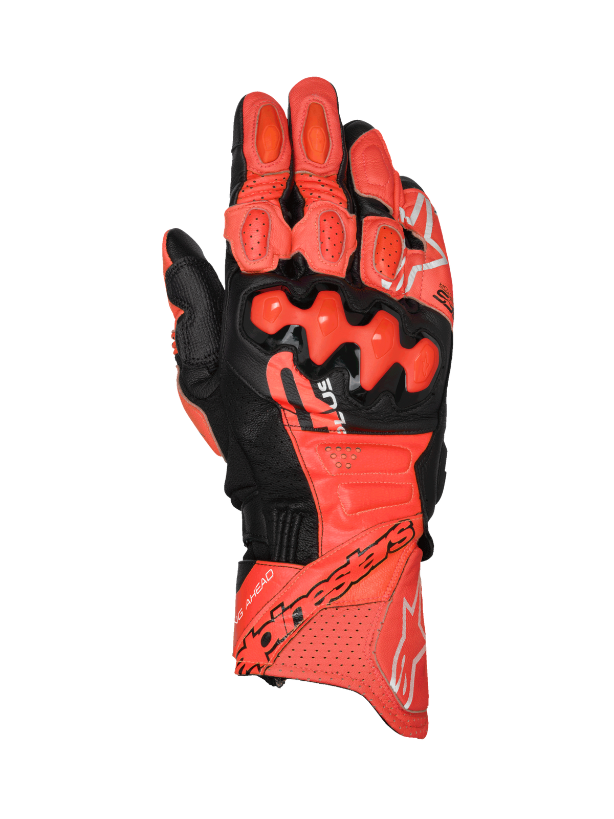 Alpinestars GP Plus R V3 läderhandskar, röd och svart racinghandske för motorcykel med TPU-knogskydd, CE-certifierad.