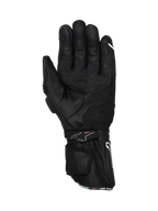 Alpinestars SP-3 handskar i svart läder för motorcykelracing, vy av handflatan med lång manschett och förstärkt grepp.