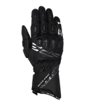 Alpinestars SP-3 handskar, motorcykelracinghandskar med lång manschett, svarta med vita och grå accenter, PU-täckt knogskydd, texturerad läderkonstruktion med perforerade detaljer, justerbar handledsrem