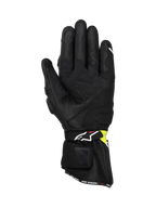 Alpinestars SP-3 handskar, MC-handskar i svart läder med gul fluo, pekskärmskompatibla, CE-certifierade för racing.