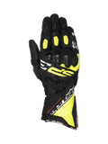 Alpinestars SP-3 handskar, motorcykelracinghandskar för herr, svarta och gul fluo, läder med CE-certifierat knogskydd.