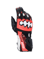 Alpinestars GP Pro R4 handskar, motorcykelracinghandskar i svart, röd fluo och vitt läder med DFS-knogskydd.