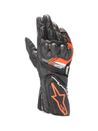 Alpinestars SP-8 V3 läderhandskar, motorcykelracinghandskar, svarta och röd fluo, knogskydd med dubbel densitet