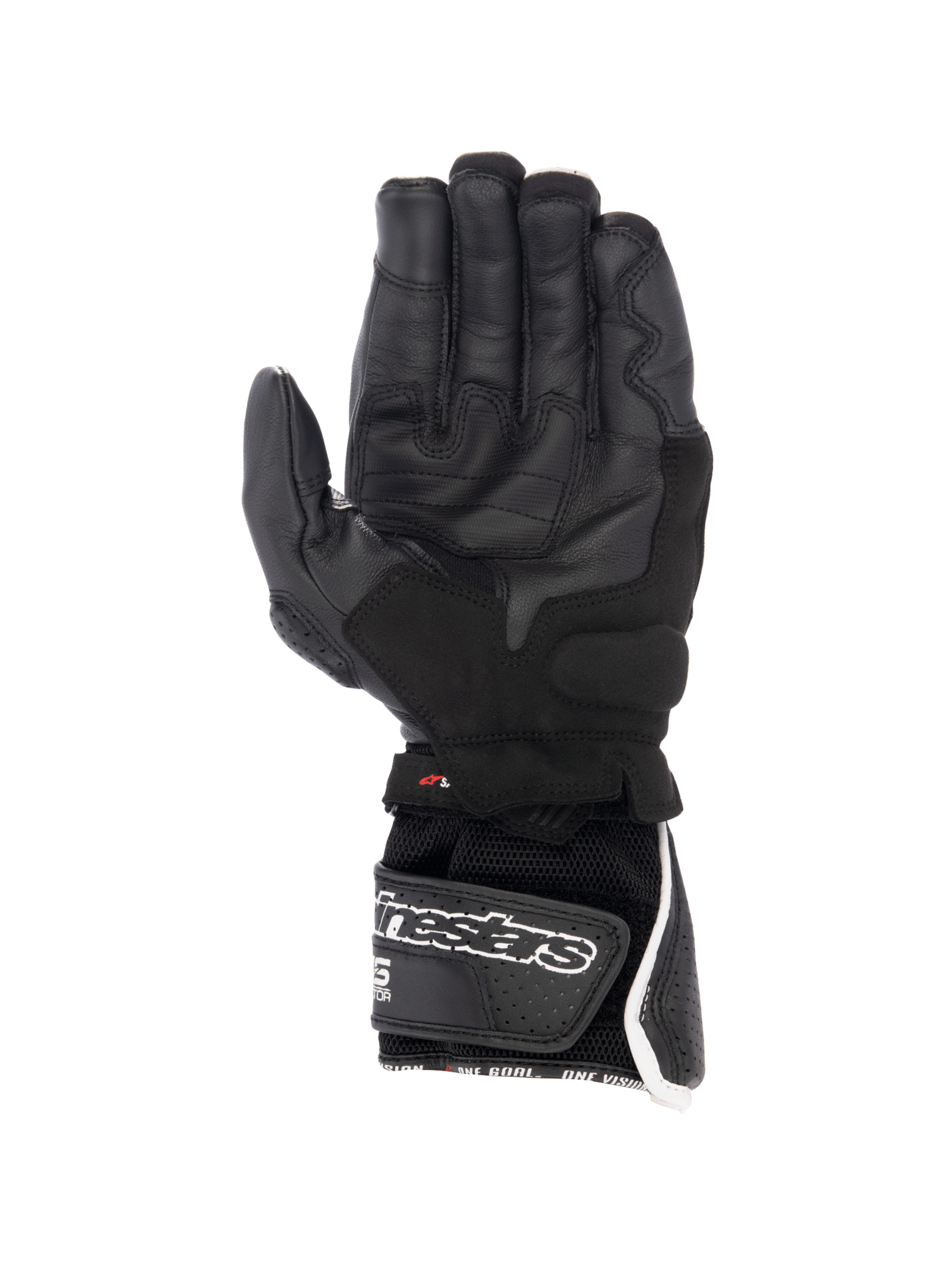 Alpinestars SP-8 V3 Air handskar, MC-handskar för racing, herr, svarta och vita, perforerat läder med säkert grepp.