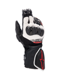 Alpinestars SP-8 V3 Air handskar, racinghandskar för herr, svarta och vita med röda detaljer, knogskydd och perforerat läder.