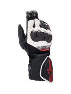 Alpinestars SP-8 V3 Air handskar, racinghandskar för herr, svarta och vita med röda detaljer, knogskydd och perforerat läder.