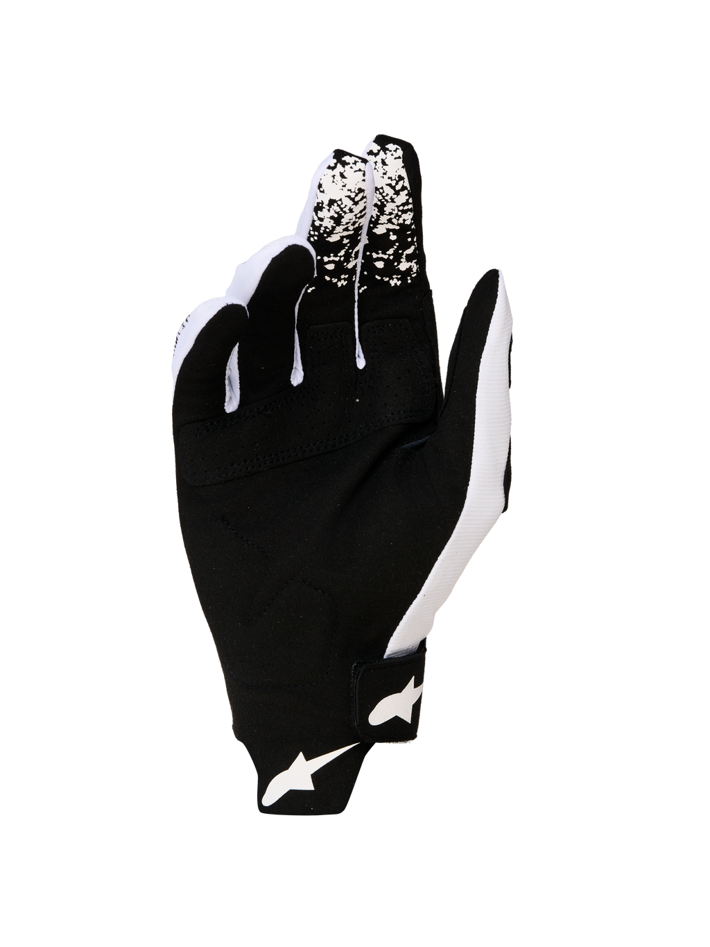Alpinestars Techstar handskar 2027, motocrosshandskar för herr, svarta och vita med hållbar handflata i syntetisk mocka.