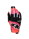 Alpinestars Techstar 2027 handskar, rosa och svarta motocrosshandskar för herr med sublimerad grafik och neoprenknogar.