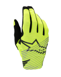 Alpinestars 2025 Radar Pro-handskar, motocrosshandskar, neongula och svarta, enlagers ventilerande mesh på handryggen, svart stjärnlogotyp med diagonala grå ränder, högpresterande utrustning för terrängkörning