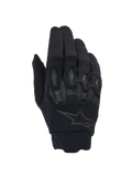 Alpinestars Full Bore V2 handskar, svarta motocrosshandskar, med ergonomiska TPR-knogskydd och andningsbart stretchmaterial, diskret svart stjärnlogotyp på handryggen, högpresterande off-road-utrustning