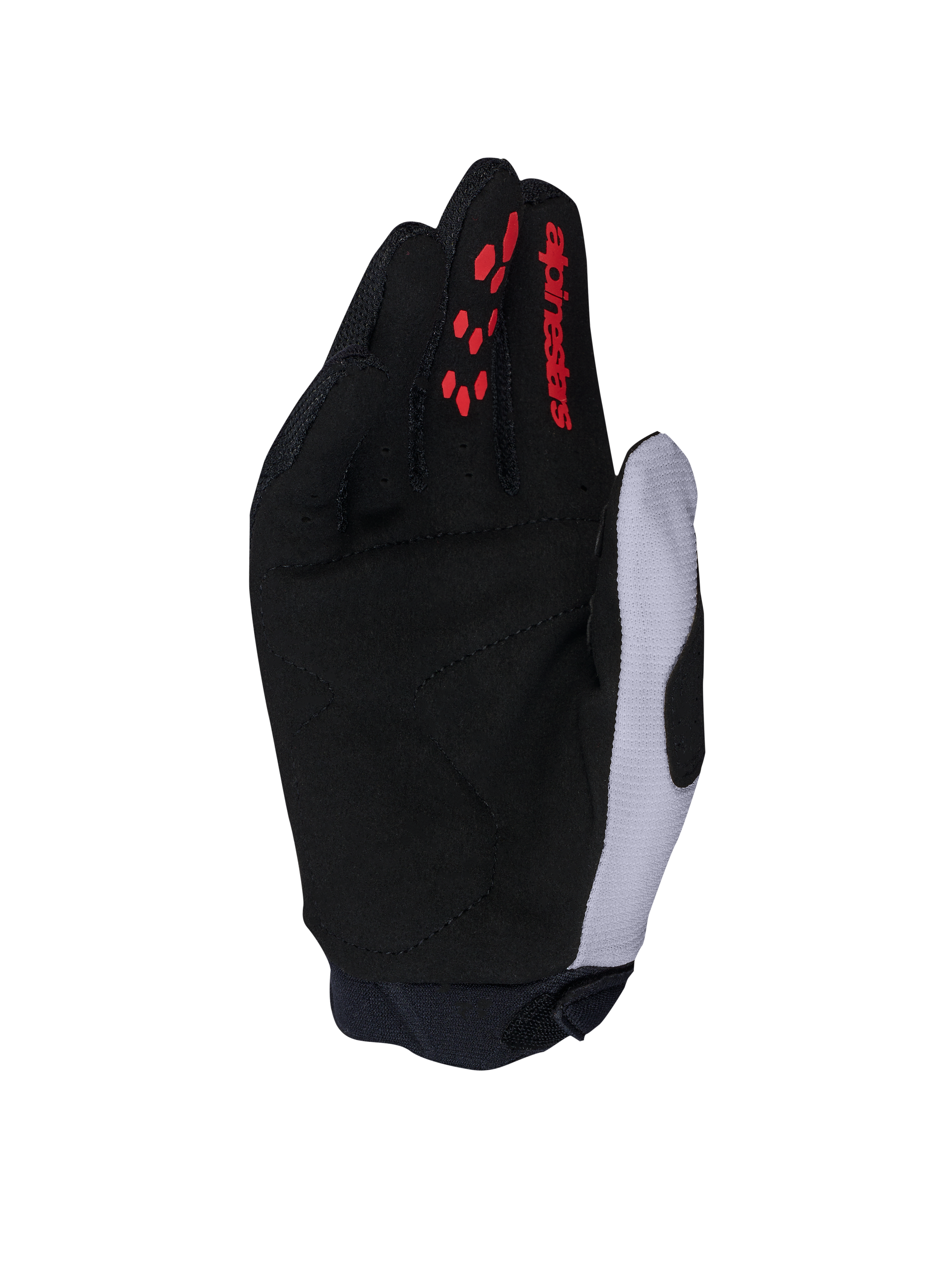 Alpinestars Full Bore V2 handskar, motorcykelhandskar för motocross, svarta och ljuslila, förstärkt handflata i syntetisk mocka med röda silikongreppdetaljer